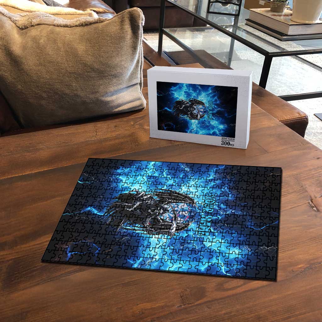 Custom Grim Reaper Bowling Puzzle with Blue Lightning Background - Wonder Print Shop