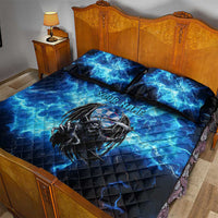 Custom Grim Reaper Bowling Quilt Bed Set with Blue Lightning Background - Wonder Print Shop
