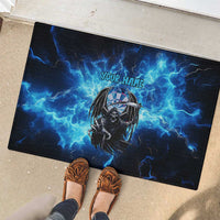 Custom Grim Reaper Bowling Rubber Doormat with Blue Lightning Background - Wonder Print Shop