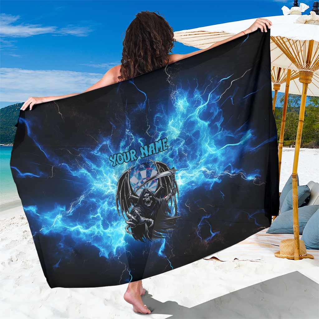 Custom Grim Reaper Bowling Sarong with Blue Lightning Background - Wonder Print Shop
