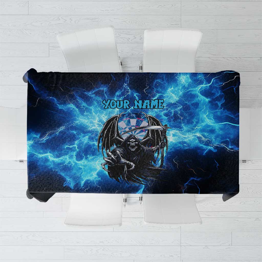 Custom Grim Reaper Bowling Tablecloth with Blue Lightning Background - Wonder Print Shop