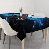 Custom Grim Reaper Bowling Tablecloth with Blue Lightning Background - Wonder Print Shop
