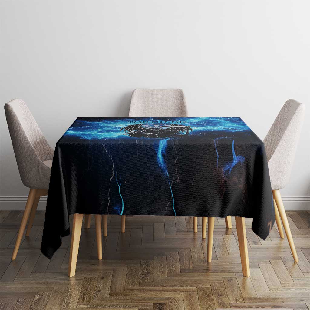 Custom Grim Reaper Bowling Tablecloth with Blue Lightning Background - Wonder Print Shop