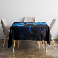 Custom Grim Reaper Bowling Tablecloth with Blue Lightning Background - Wonder Print Shop