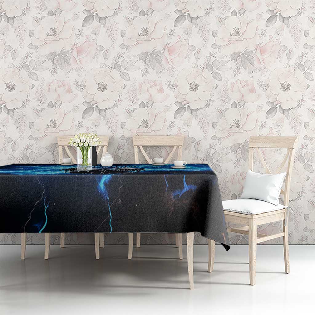 Custom Grim Reaper Bowling Tablecloth with Blue Lightning Background - Wonder Print Shop