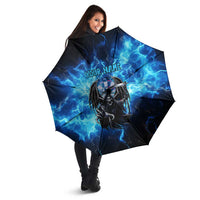Custom Grim Reaper Bowling Umbrella with Blue Lightning Background - Wonder Print Shop