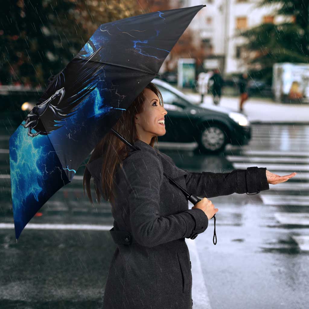 Custom Grim Reaper Bowling Umbrella with Blue Lightning Background - Wonder Print Shop