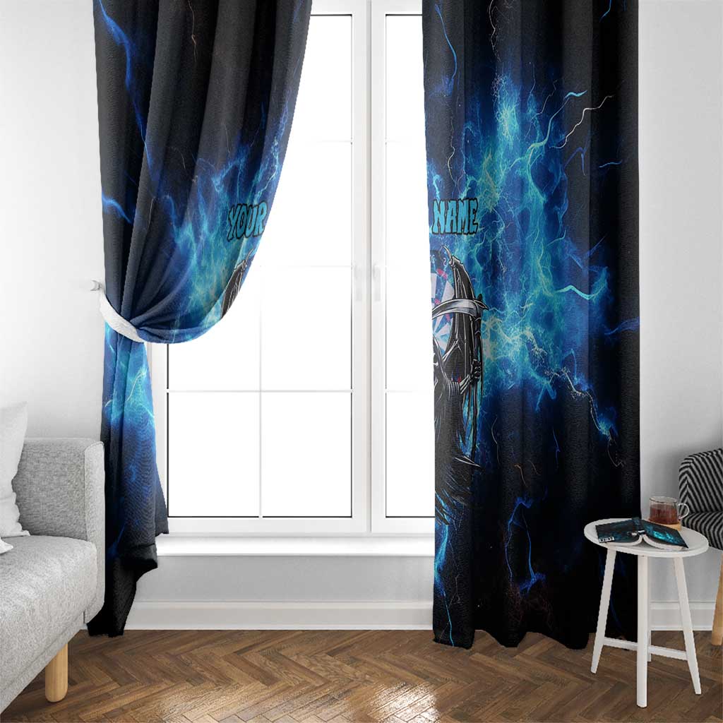 Custom Grim Reaper Bowling Window Curtain with Blue Lightning Background - Wonder Print Shop