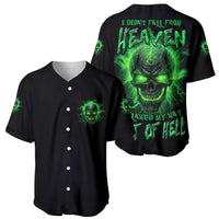 Black baseball jersey set with neon green skull back print and chest logo