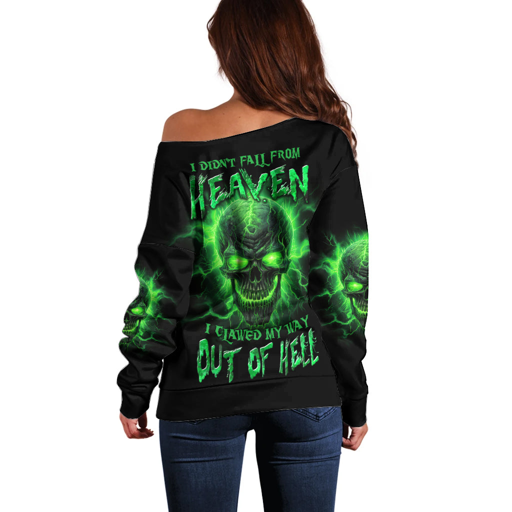 Heaven Don't Want Me Mad Skull Off Shoulder Sweater - Wonder Print Shop