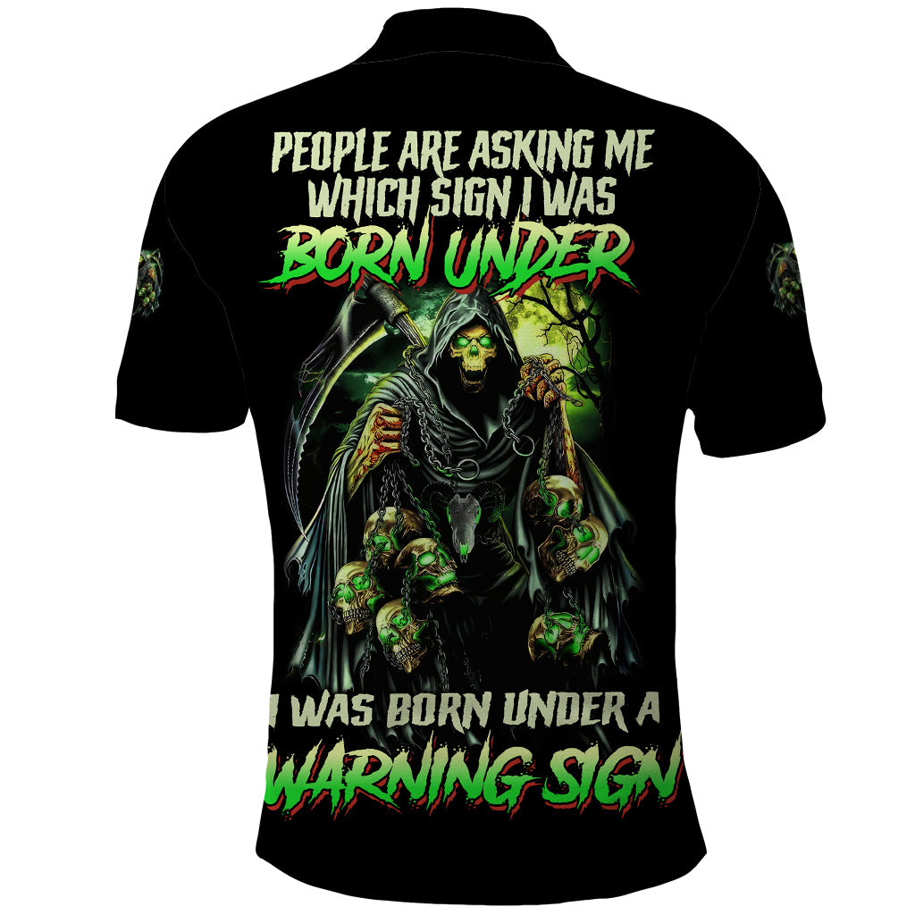 Warning Sign Skull Reaper Polo Shirt - Wonder Print Shop