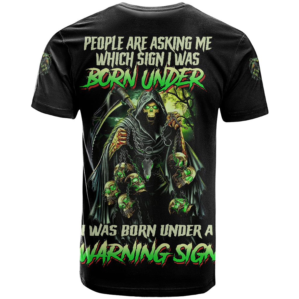 Warning Sign Skull Reaper T Shirt - Wonder Print Shop