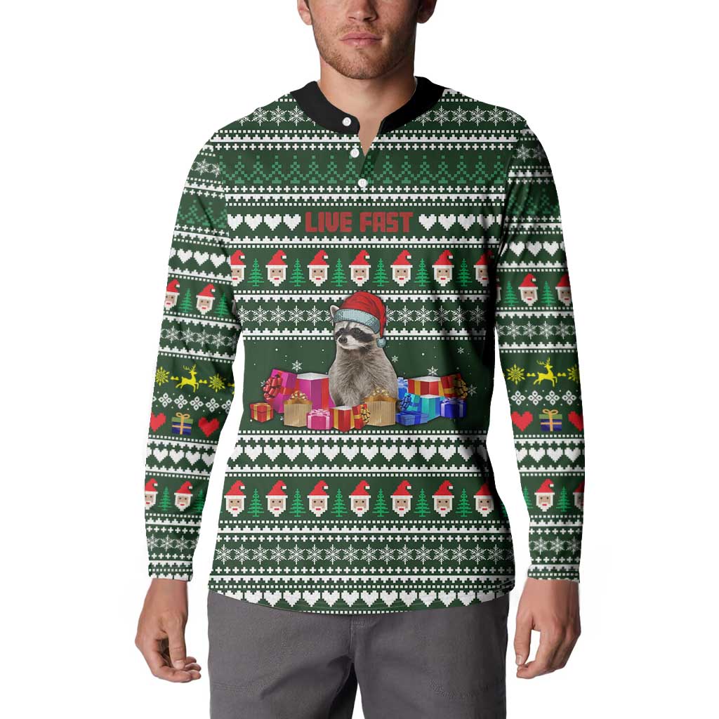 Sloth Christmas Button Sweatshirt with Santa Hat, Presents, and Festive Pattern - Wonder Print Shop