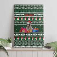 Sloth Christmas Canvas Wall Art with Santa Hat, Presents, and Festive Pattern - Wonder Print Shop