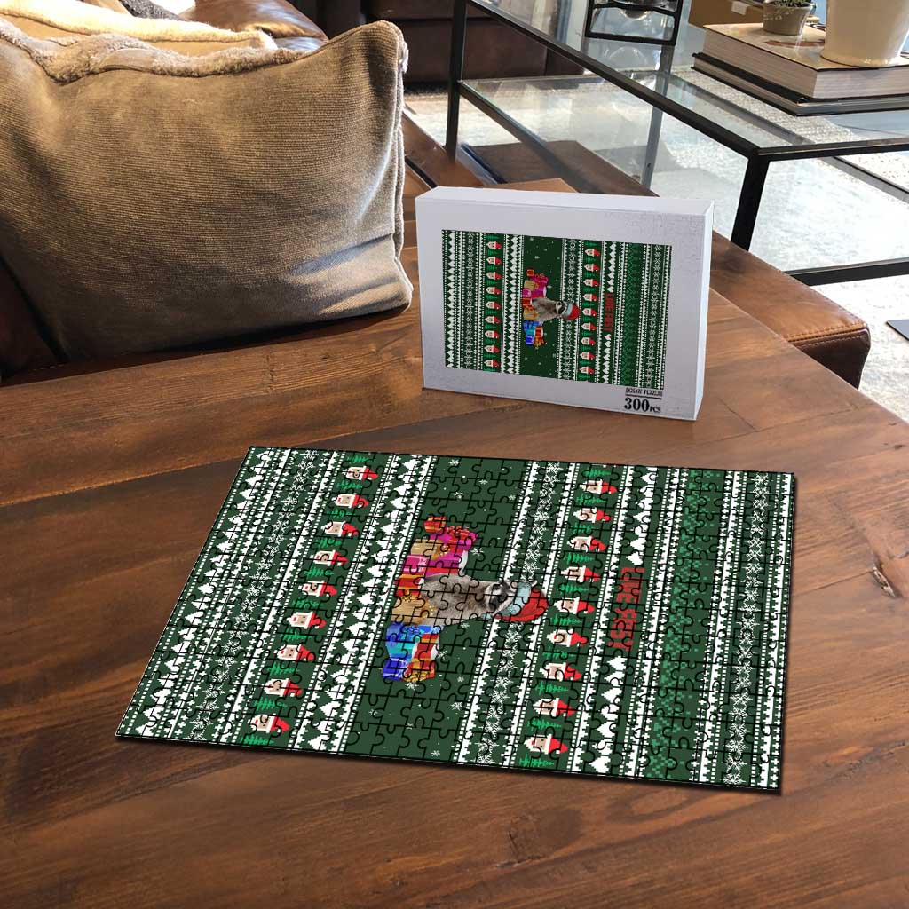 Sloth Christmas Puzzle with Santa Hat, Presents, and Festive Pattern - Wonder Print Shop