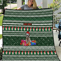 Sloth Christmas Quilt with Santa Hat, Presents, and Festive Pattern - Wonder Print Shop