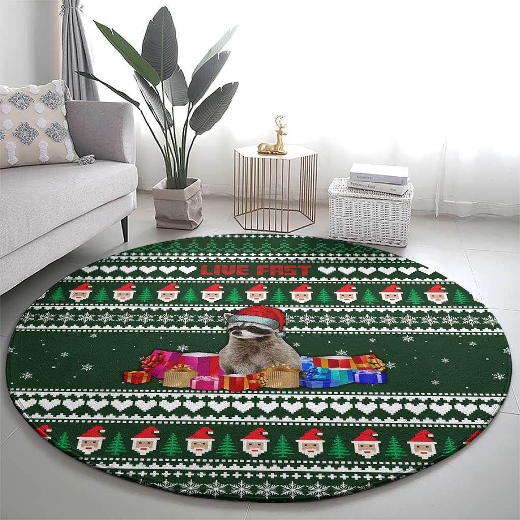 Sloth Christmas Round Carpet with Santa Hat, Presents, and Festive Pattern - Wonder Print Shop