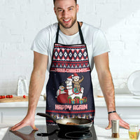 Llama and Snowman Apron with Gifts and Nordic Pattern - Wonder Print Shop