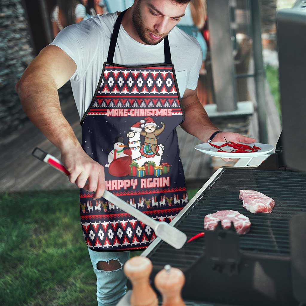 Llama and Snowman Apron with Gifts and Nordic Pattern - Wonder Print Shop