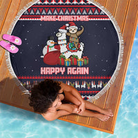 Llama and Snowman Beach Blanket with Gifts and Nordic Pattern - Wonder Print Shop