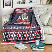 Llama and Snowman Blanket with Gifts and Nordic Pattern - Wonder Print Shop