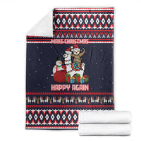 Llama and Snowman Blanket with Gifts and Nordic Pattern - Wonder Print Shop