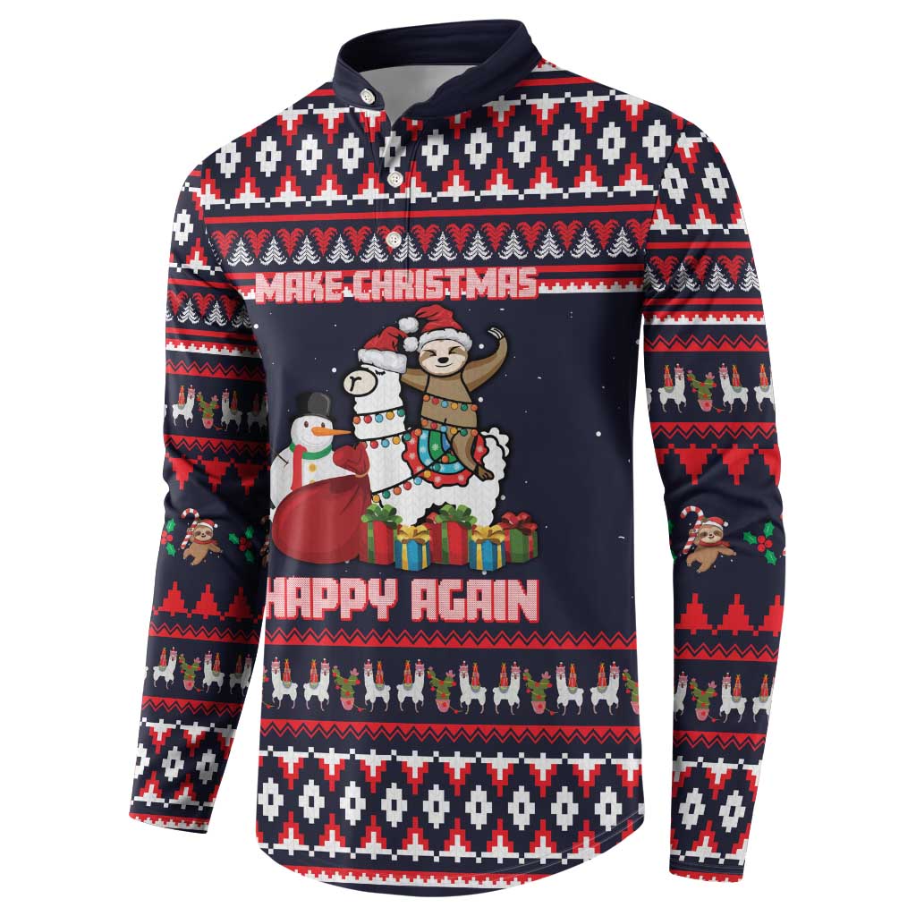 Llama and Snowman Button Sweatshirt with Gifts and Nordic Pattern - Wonder Print Shop