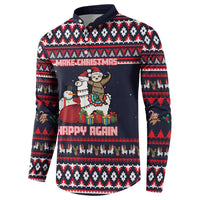 Llama and Snowman Button Sweatshirt with Gifts and Nordic Pattern - Wonder Print Shop