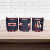 Llama and Snowman Ceramic Mug with Gifts and Nordic Pattern - Wonder Print Shop