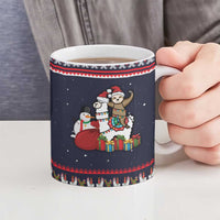 Llama and Snowman Ceramic Mug with Gifts and Nordic Pattern - Wonder Print Shop