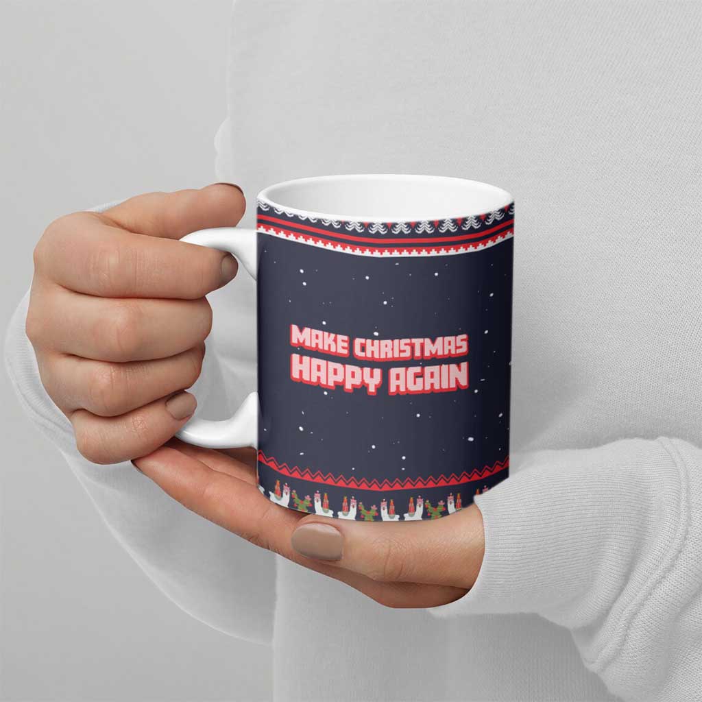 Llama and Snowman Ceramic Mug with Gifts and Nordic Pattern - Wonder Print Shop