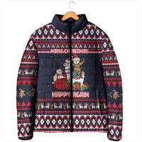 Llama and Snowman Padded Jacket with Gifts and Nordic Pattern - Wonder Print Shop
