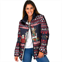 Llama and Snowman Padded Jacket with Gifts and Nordic Pattern - Wonder Print Shop