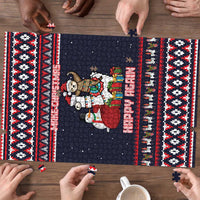 Llama and Snowman Puzzle with Gifts and Nordic Pattern - Wonder Print Shop