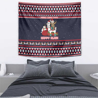 Llama and Snowman Tapestry with Gifts and Nordic Pattern - Wonder Print Shop