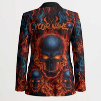 Custom Flaming Skull Bowling Blazer with Fiery Pins and Intense Red Blue Flame Pattern - Wonder Print Shop