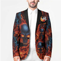 Custom Flaming Skull Bowling Blazer with Fiery Pins and Intense Red Blue Flame Pattern - Wonder Print Shop