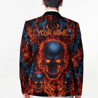 Custom Flaming Skull Bowling Blazer with Fiery Pins and Intense Red Blue Flame Pattern - Wonder Print Shop