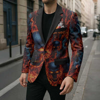 Custom Flaming Skull Bowling Blazer with Fiery Pins and Intense Red Blue Flame Pattern - Wonder Print Shop