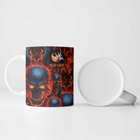 Custom Flaming Skull Bowling Ceramic Mug with Fiery Pins and Intense Red Blue Flame Pattern - Wonder Print Shop