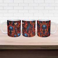 Custom Flaming Skull Bowling Ceramic Mug with Fiery Pins and Intense Red Blue Flame Pattern - Wonder Print Shop