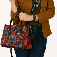 Custom Flaming Skull Bowling Leather Bag with Fiery Pins and Intense Red Blue Flame Pattern - Wonder Print Shop