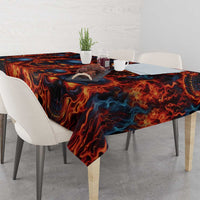 Custom Flaming Skull Bowling Tablecloth with Fiery Pins and Intense Red Blue Flame Pattern - Wonder Print Shop