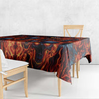 Custom Flaming Skull Bowling Tablecloth with Fiery Pins and Intense Red Blue Flame Pattern - Wonder Print Shop