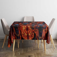 Custom Flaming Skull Bowling Tablecloth with Fiery Pins and Intense Red Blue Flame Pattern - Wonder Print Shop