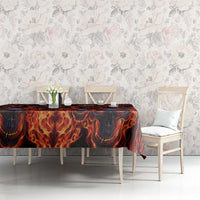 Custom Flaming Skull Bowling Tablecloth with Fiery Pins and Intense Red Blue Flame Pattern - Wonder Print Shop