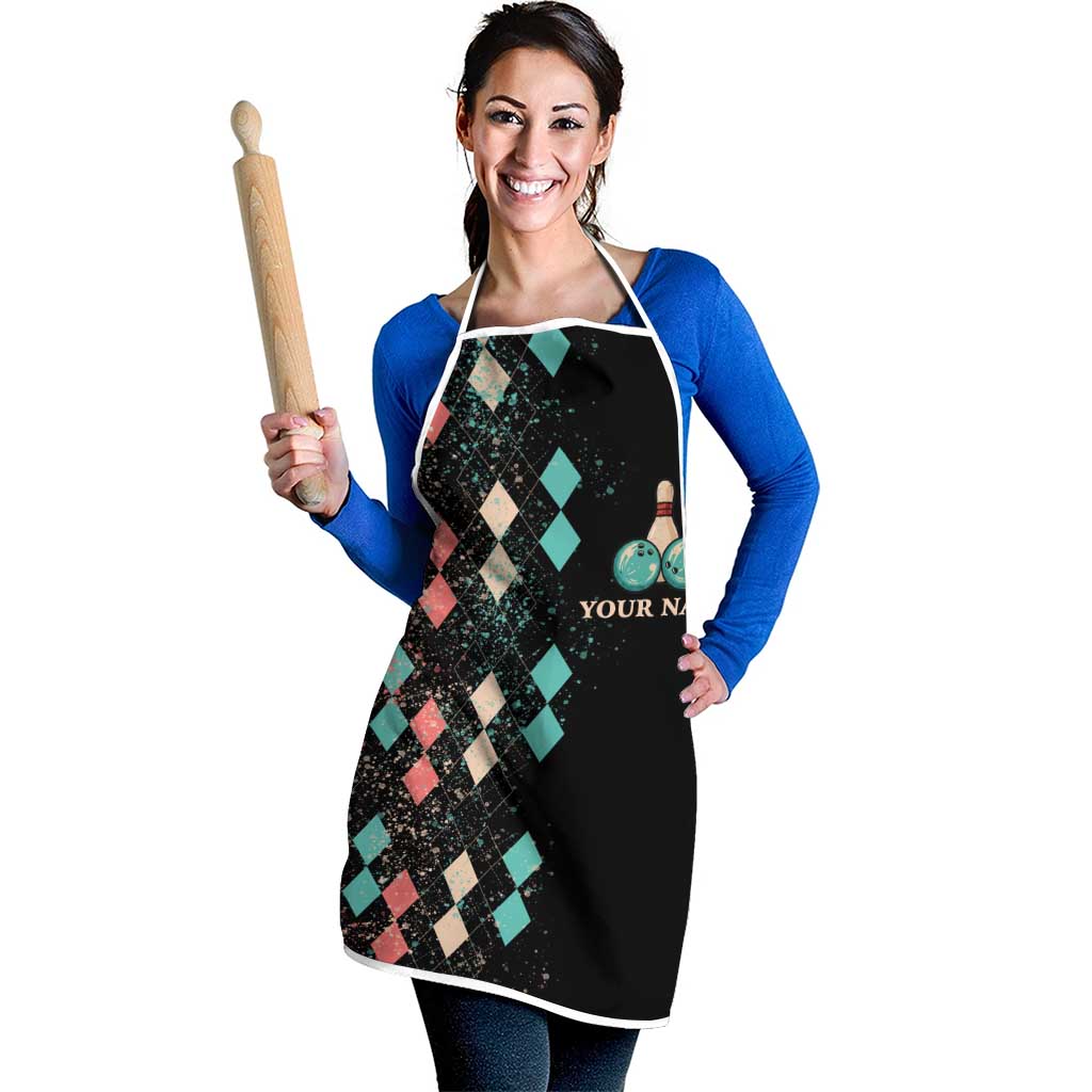 Custom Bowling Balls Apron with Does This Shirt Make My Balls Look Big Quote and Retro Argyle Pattern - Wonder Print Shop