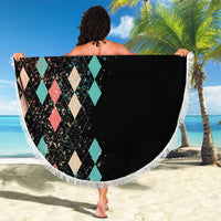Custom Bowling Balls Beach Blanket with Does This Shirt Make My Balls Look Big Quote and Retro Argyle Pattern - Wonder Print Shop