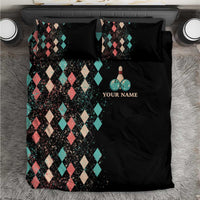 Custom Bowling Balls Bedding Set with Does This Shirt Make My Balls Look Big Quote and Retro Argyle Pattern - Wonder Print Shop