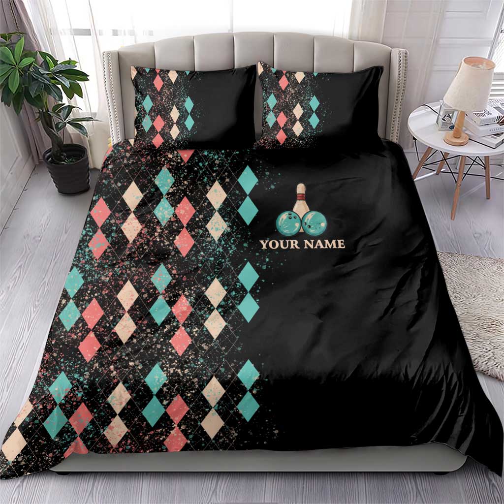 Custom Bowling Balls Bedding Set with Does This Shirt Make My Balls Look Big Quote and Retro Argyle Pattern - Wonder Print Shop